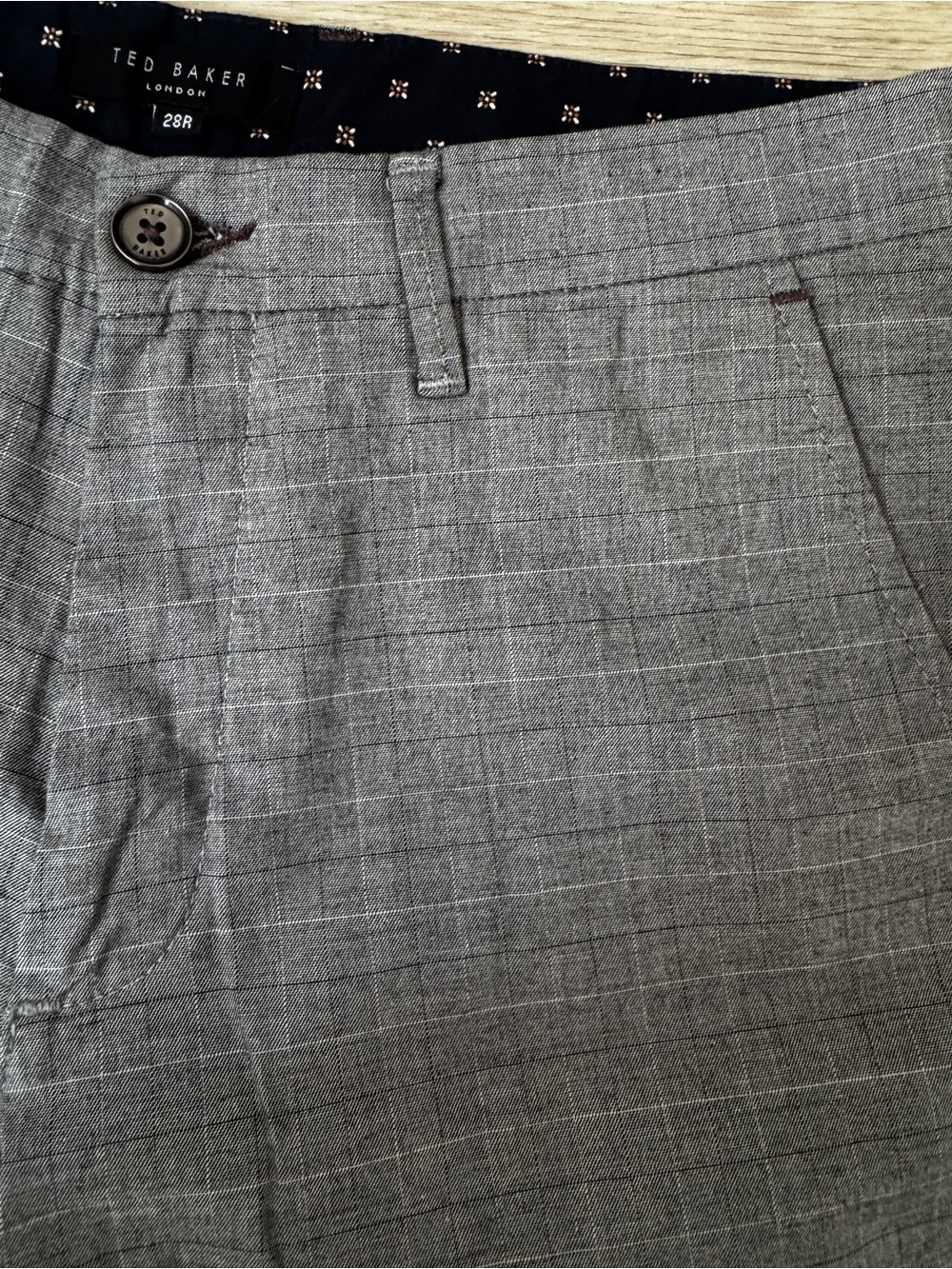 Ted Baker Gray Patterned Slim Fit Trousers